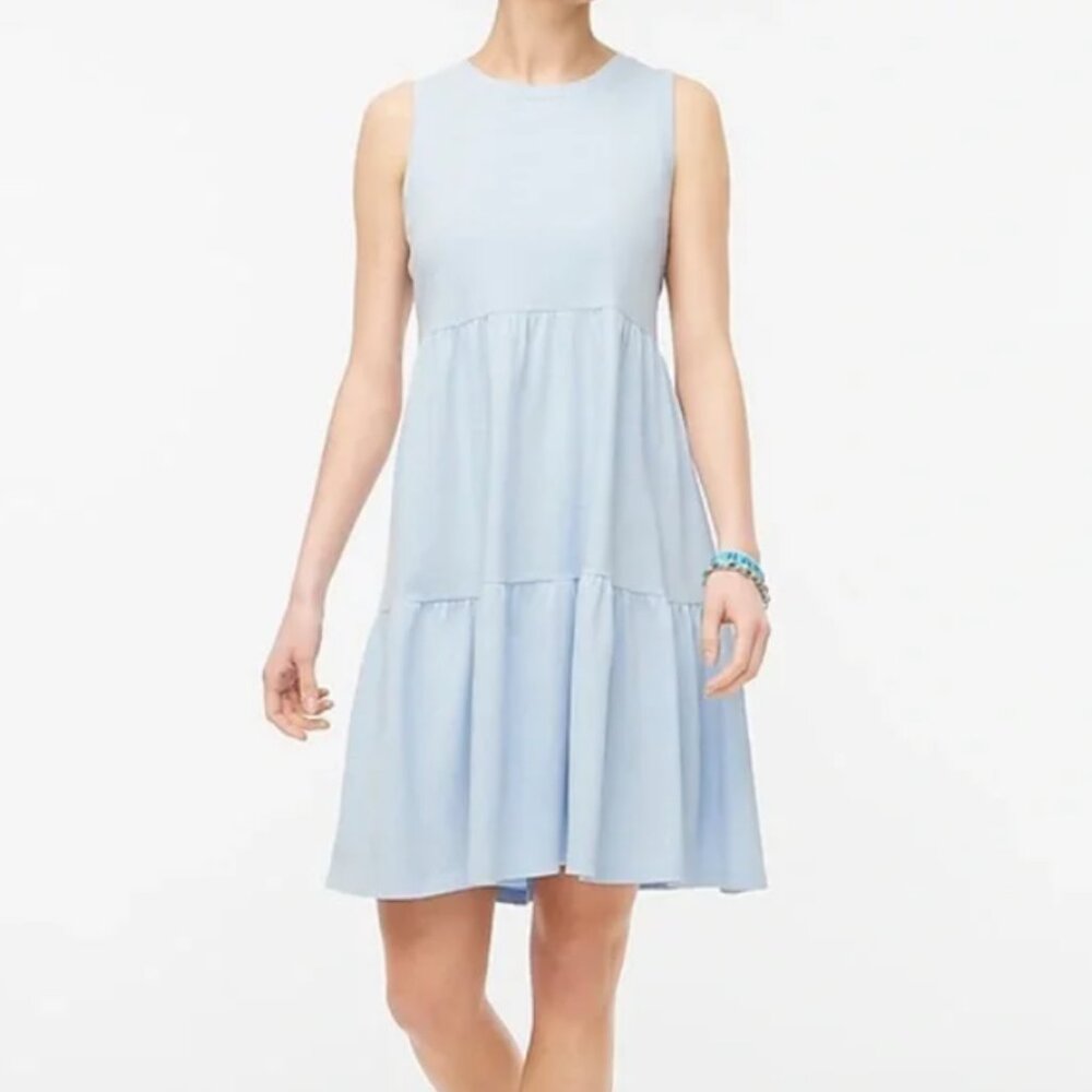 J. Crew Sleeveless knit tiered mini dress baby blue XL
